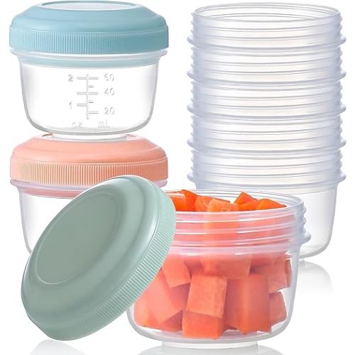 [8 Pack] 4 oz Small Containers with Lids, Reusable Plastic Containers for Snack and Puree, Salad Dressing Container to Go, Deli Containers, Freezer Condiment Containers, Dishwasher Safe, BPA Free
