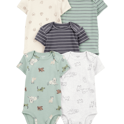 Multi Baby Boy 5-Pack Dog Short-Sleeve Cotton Bodysuits | Carter’s Oshkosh Canada