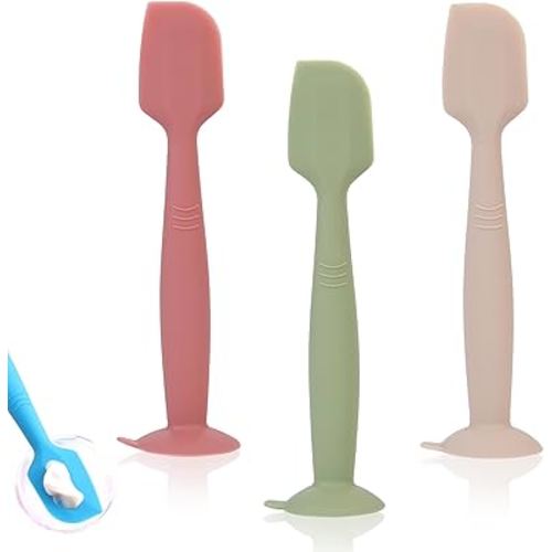Baby Diaper Cream Spatula Applicator 3 Pack Butt Paste Spatula Soft Silicone,Diaper Rash Cream Applicator, Baby Essentials Must Haves Newborn Stuff (Red Green Beige)