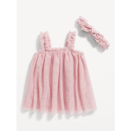 Sleeveless Tulle Swing Dress &#x26; Headband Set for Baby