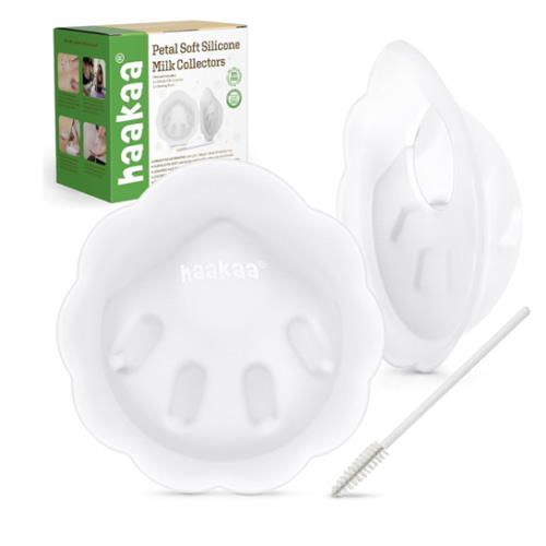 haakaa Petal Soft Silicone Milk Collector丨Discreet Leak-Protection Breast Milk Saver, Reusable Breast Shells Milk Collection Cup for Breastfeeding with Cleaning Brush- 2PCS