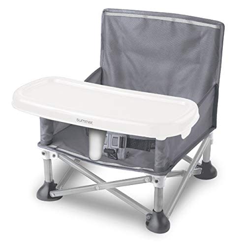 Summer Infant Pop 'N Sit Portable Booster Chair, Floor Seat, Indoor/Outdoor Use, Compact Fold, Grey, 6 Mos - 3 Yrs - Gray
