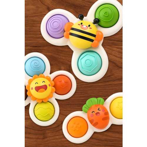 3 Baby Spinner Toys – BPA-Free, Bath & Travel Friendly