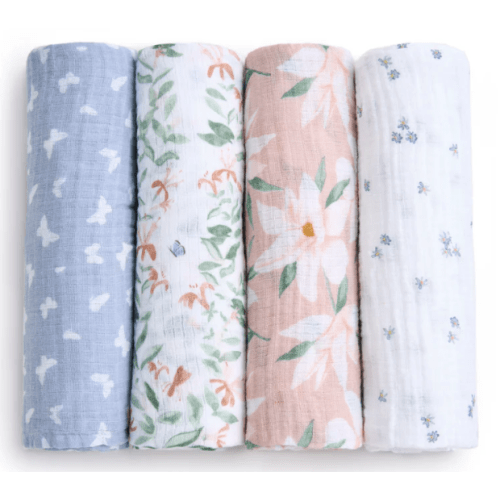 Essentials Cotton Muslin Swaddle 4-Pack in Butterfly Garden
