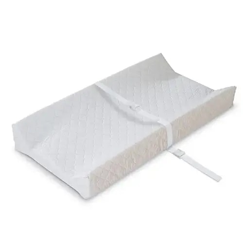 Summer Infant Contoured Changing Pad, 16” x 32”, White Comfortable & Secure Baby with Security Strap and Two High Curved Sides, Easy to Clean - 2-Sided Pad