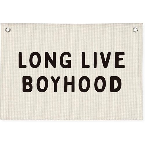 Long Live Boyhood Banner, Boy Nursery Decor, Linen Banner Wall Hanging Flag Decor for Nursery Playroom Toddler Boys Kids Room