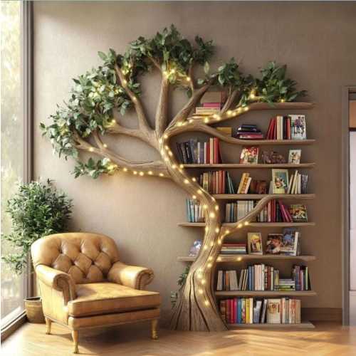 Tree Branch Bookshelf, Handmade Floating Bookshelf, Rustic Wood Bookshelf with Natural Branches, Nature Inspired Wall Shelf