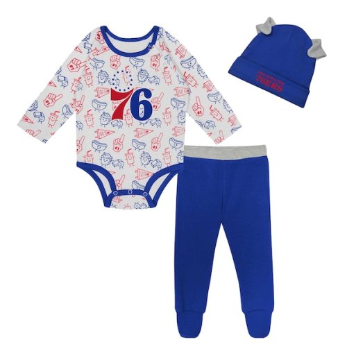 Philadelphia 76ers Newborn & Infant Little Champ Long Sleeve Bodysuit, Pants & Cuffed Knit Hat 3-Piece Set
