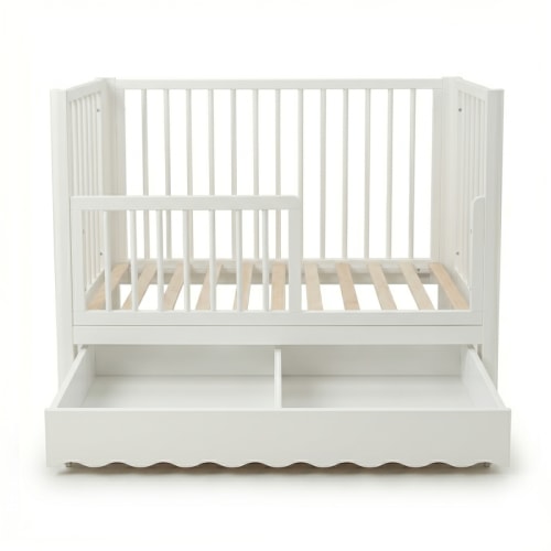 Cherish Solid Pine Baby Cot with Rail Set in White
