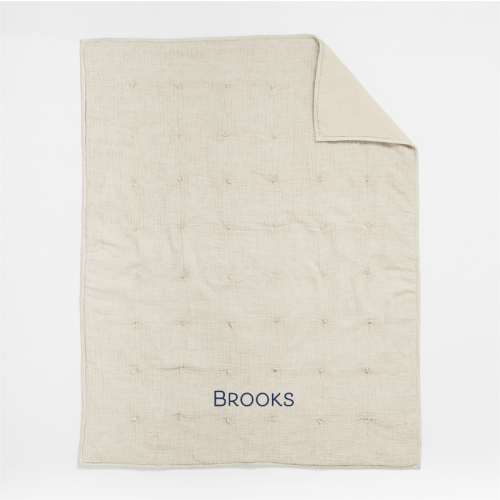 Personalized Aire Crinkle Stone Tan Organic Cotton Baby Crib Quilt