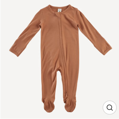 long sleeve two way zipper footie | toffee | bamboo