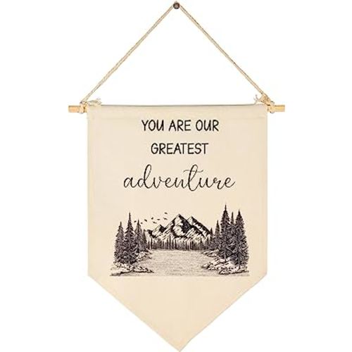 You Are Our Greatest Adventure-Mountain Woodland Adventure Nursery Wall Art-Flag Decor Gifts for Boys Girls Kids-Banner Wall Sign Gifts for Nursery,Baby Room,Reading Room,Playroom Bedroom,Front Door