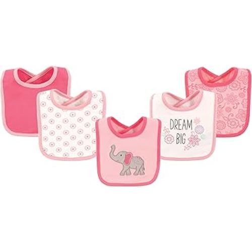 Hudson Baby Unisex Baby Cotton Bibs, Elephant, One Size
