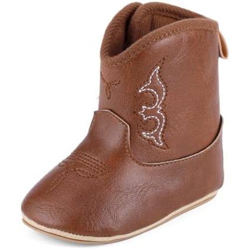 MK MATT KEELY Leather Western Boots Cowboy Bootie Soft Sole Non-Slip Crib Shoes for Baby Infant Toddler Girls Boys Newborn