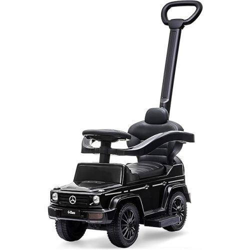 Best Ride On Cars 3 In 1 Mercedes G-Wagon Push Car for Toddlers 1 to 3 Years Old, Kids Outdoor Stroller with Music, Horn Sounds, and Handle, Realistic Driving Experience, Black