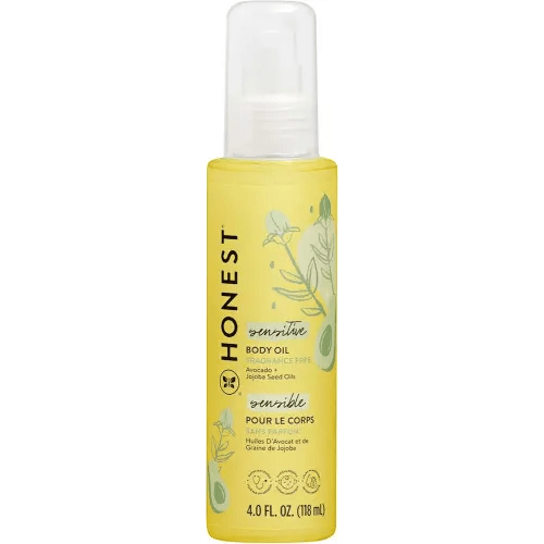 The Honest Company Fragrance-Free Moisturizing Body Oil, Nourish Soothe Baby's Skin, Plant-Based, Hypoallergenic Vegan, 4.0 fl oz