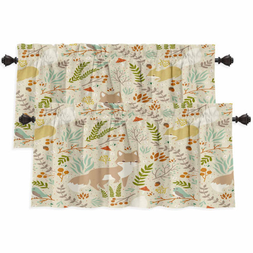 Ophelia & Co. Clear 52"W with Cute Cartoon Birds Leaves Berries Window Valance | Wayfair