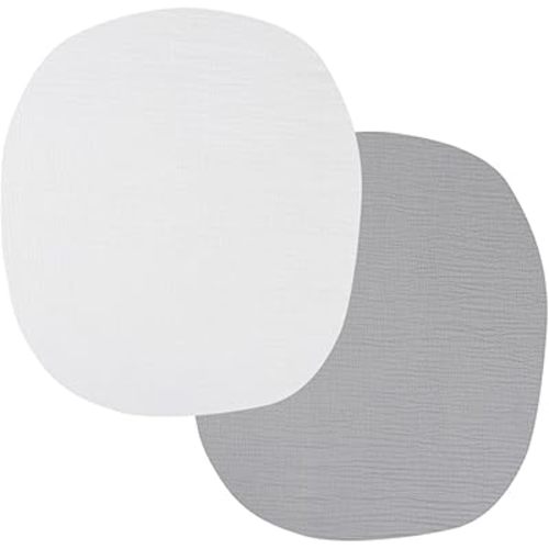 Muslin Bassinet Sheets 24" x21" Compatible with Graco Pack ‘n-Play Dome LX Bassinet, Small Round Bassinet Sheets 2 Pack 100% Cotton White and Grey