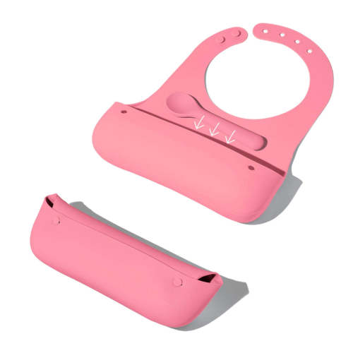 Roll & Go Silicone Bib + Spoon Green
