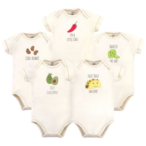 Touched By Nature Organic Cotton Bodysuits 5pk, Taco, 0-3 Months