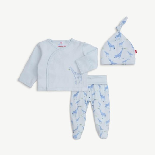 blue jolie giraffe organic cotton magnetic take-me-home kimono set – Magnetic Me