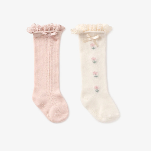 Floral Knee-high Non Slip Baby Socks 2 pack – Elegant Baby