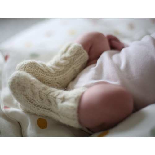BRAID - Baby organic wool socks - Newborn Hand Knit socks - Gift for new mom