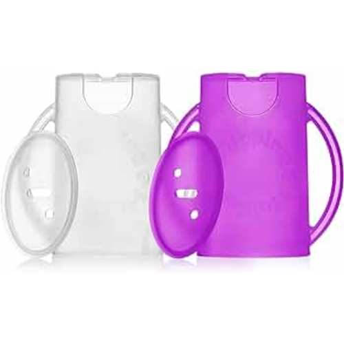 Original Squeeze Proof Flipping Holder 2-Pack with Open Bottom for Food Pouches & Juice Boxes - Multipurpose - Prevent Messes & Support Self-Feeding - Easy Grasping Handles - Made in USA