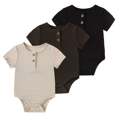 ROMPERINBOX Bamboo Onsies Baby Boy Short Sleeve 3 Pack Baby Bodysuit for Newborn Infant 0-24 Months, Viscose from Bamboo