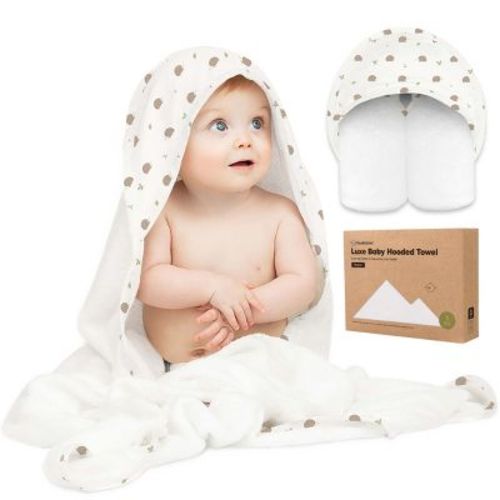 Luxe Baby Hooded Towel, Organic Baby Bath Towel, Hooded Baby Towels, Baby Beach Towel For Newborn, Kids (rainbow)