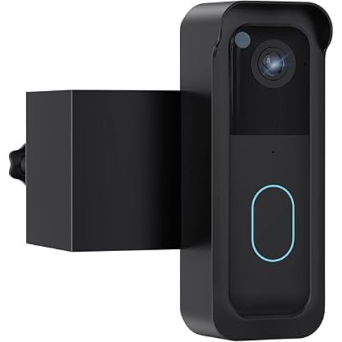 TECKNET No-Drill Mount for Blink Video Doorbell 1st & 2nd Gen, Anti-Theft Security Bracket with Rain Cover, Unobstructed View & Sensor, Easy Apartment Installation,Black