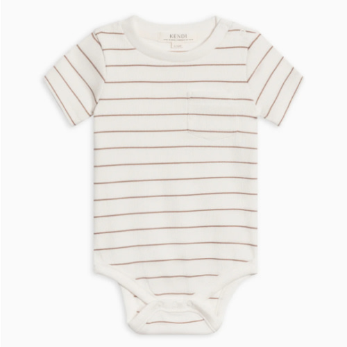 Dana Ribbed Short Sleeve Pocket Bodysuit, 6-12 mo