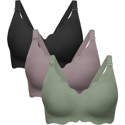 Angelhood Nursing Bras for Breastfeeding 3 Pack Seamless Maternity Bra