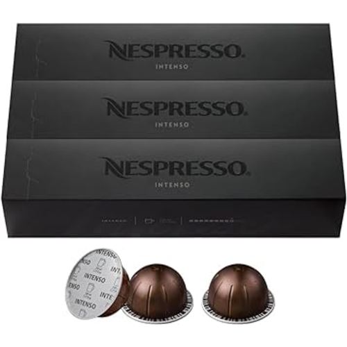 Nespresso Capsules Vertuo, Intenso, Dark Roast Coffee, 30-Count Coffee Pods, Brews 7.8oz
