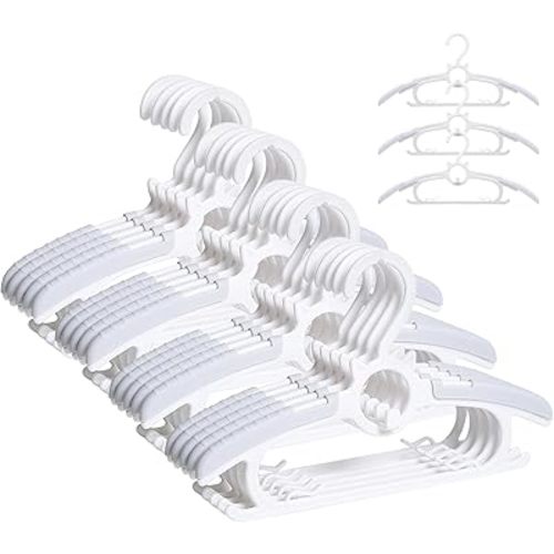 JSF Kids Hangers, Extendable & Stackable Baby Hangers, 20PCS Grey Baby Hangers for Baby Toddler Children Kids Teen, 11~14Inch Non-Slip Plastic Kid Hangers, Baby Clothes Hangers