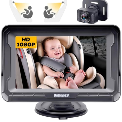 DoHonest Baby Car Camera HD 1080P - Rear-Facing Car Baby Monitor with Night Vision, Adjustable View Angle, Easy Setup, Anti-Glare Display, Safety for Kids & Infants