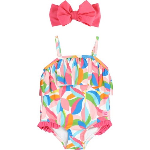 Tropical Adventure Ruffle One-Piece Swimsuit & Headband Set, 3-6M