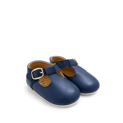 Navy Blue Leather Pre-Walker Shoes