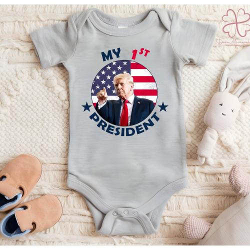My First President Trump Baby Bodysuit, Trump Baby Onsie, Trump Lover Baby Suit Gift Tee, Trump President Baby Outfit, Cute Baby Romper, ZT1