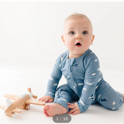 Take Flight Blue Small Ribbed Zip Romper