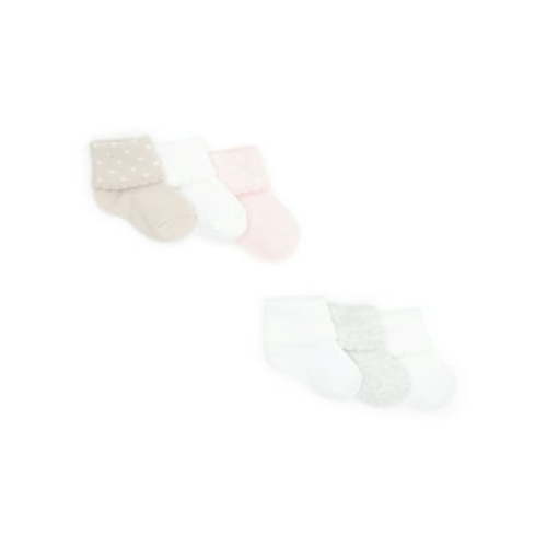 Carter's Child of Mine Newborn and Baby Girls Folded Cuff Socks, 6-Pack