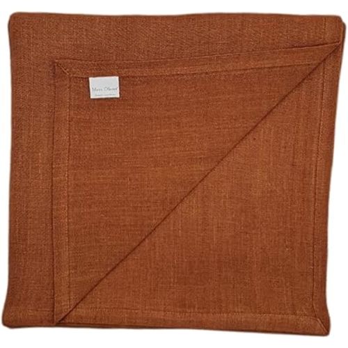 Marc Oliver Linen Swaddle Blanket Pumpkin, Large 43in x 43in 100% French Flax Linen,Fully Handsewn Hem with Mitered Corners Soft Washed, Machine Washable.