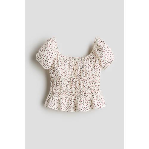 SMOCKED COTTON BLOUSE