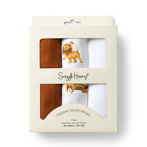 Large Organic Muslin Wraps 3 Pack - Lion/Bronze/Milk