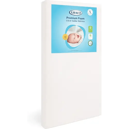 Graco Premium Foam Crib & Toddler Mattress – GREENGUARD Gold and CertiPUR-US Certified, 100% Machine Washable, Breathable, Water-Resistant Cover, Recommended Firmness for Infants