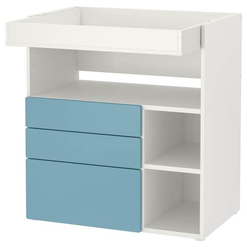 SMÅSTAD Changing table - white blue/with 3 drawers 35 3/8x31 1/2x39 3/8 "