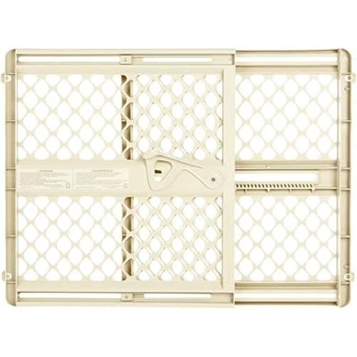 Toddleroo by North States Supergate Ergo Child Gate, Baby Gate for Stairs and Doorways. Includes Wall Cups. Pressure or Hardware Mount. Made in USA. (26" Tall, Ivory)