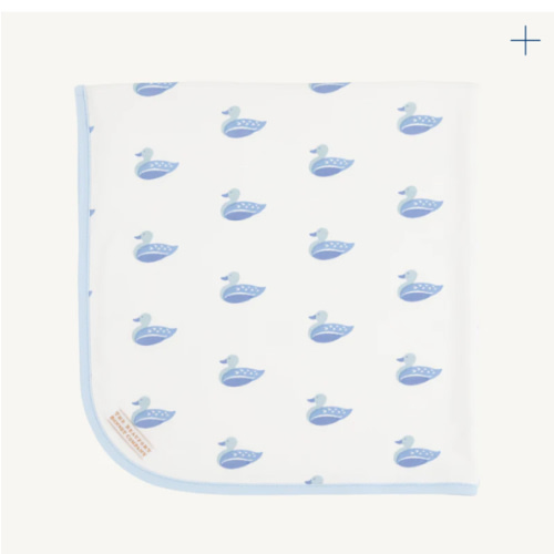 Baby Buggy Blanket - Buckhead Blue Belle Meade Bow with Worth Avenue White