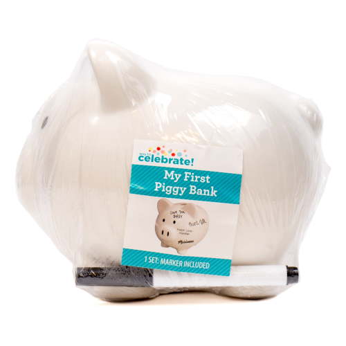 Way to Celebrate! White Ceramic Piggy Bank