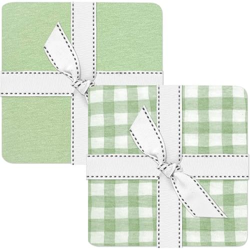 Butterblu Channing 2-Pack Organic Changing Pad Covers 100% Organic Cotton Soft Baby Nursery Diaper Changing Pad Fitted Sheets, Sage, One Size